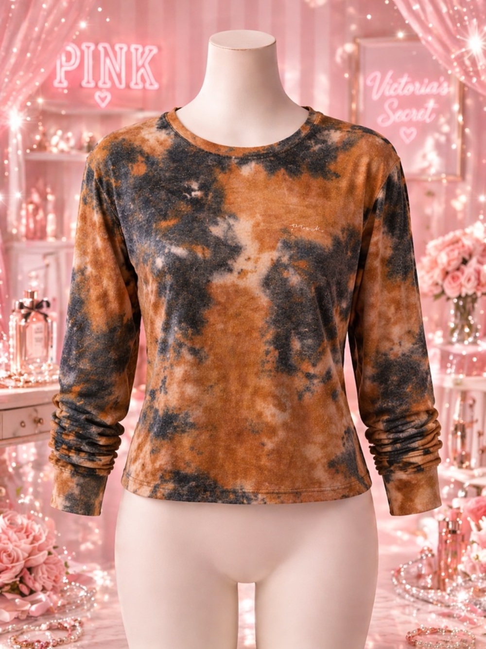 Victoria’s Secret PINK Oversized Tie Dye Long Sleeve Medium Stretchy